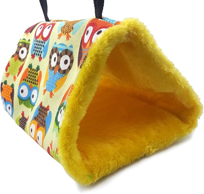 Hypeety Bird Nest House Hammock Hanging Bed Winter Warm Bird Hut House Tent Fuzzy Plush Birds Hut Hideaway for Parakeet Cockatiel Conure Lovebird Budgie Cage Perch Stand Swing (Random Color) (L)