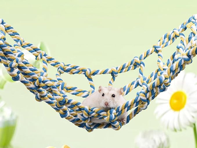 Colorful Bird Rope Net, Pet Hanging Hammock, Ladder Bridge, Small Animal Toy, Cage Decor Accessories for Rat Hamster Bird Ferret