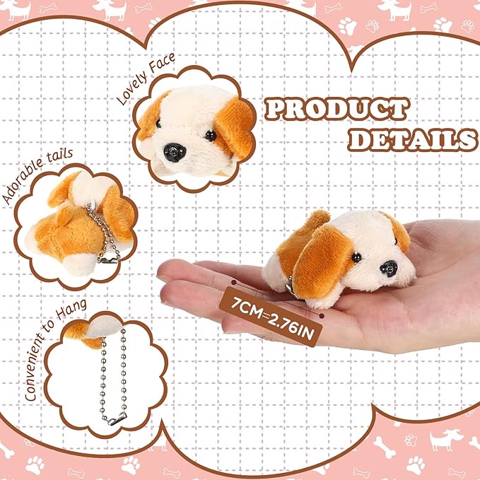 Sosation 20 Pcs Mini Dog Plush Stuffed Animal Bulk Small Dog Stuffed Animal Christmas Party Gift Soft Puppy Toy for Kids Student Goodie Bag Fillers Baby Shower Birthday Carnival Prize