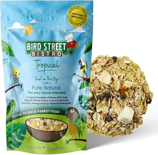 Parrot Food - Parakeet & Cockatiel Food - Cooks in 3-15 min with Natural & Organic Grains, Legumes, Healthy Fruits, Vegetables & Spices