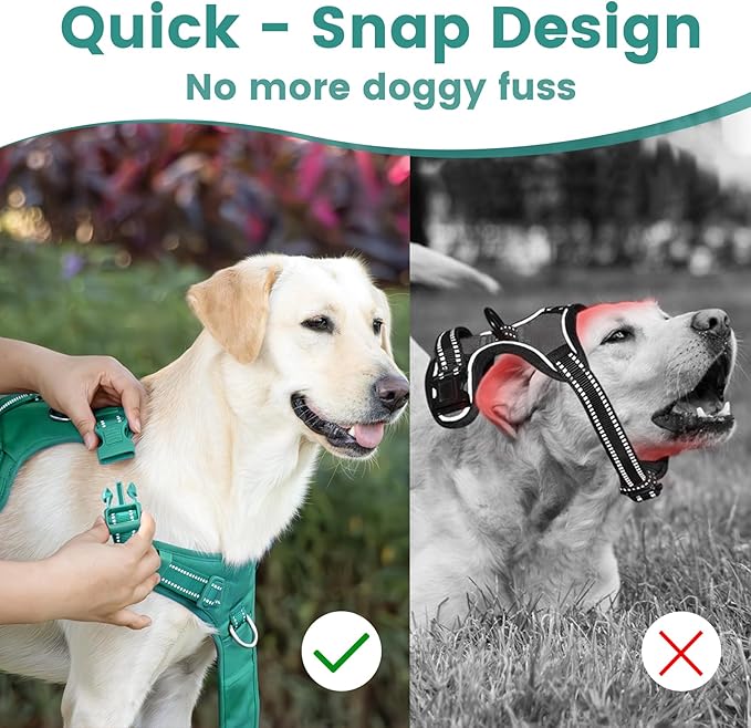 No Pull Dog Harness, Reflective Puppy Vest for Small Medium Large Sized Dog(MARRS Green,M)
