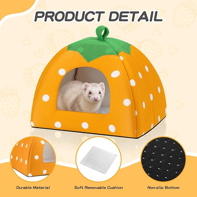 Guinea Pig Hideout for Small Animals(Guinea Pig Bed with Warm Fleece, Washable Pet Cushions, Winter Sleeping Warmth)