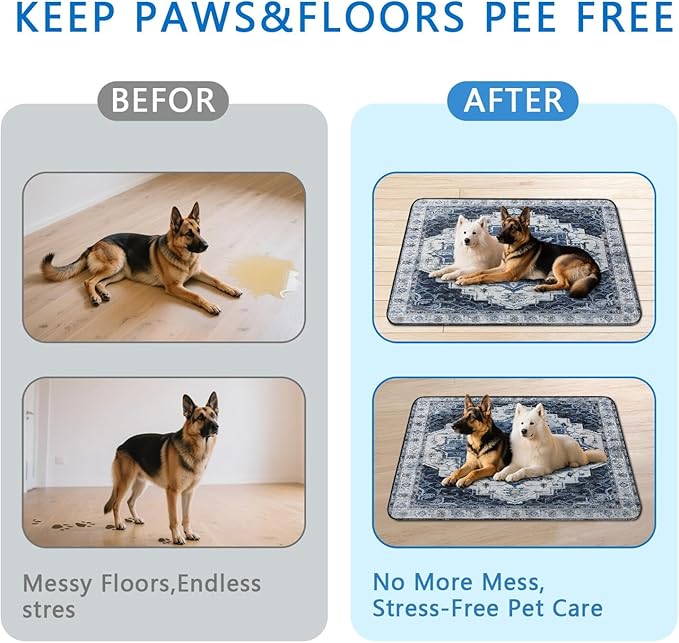 Washable Pee Pads for Dogs, Absorbent Reusable Puppy Pads Waterproof, Leakproof & Non-Slip Whelping Pad, Potty Training Pads for Dogs Playpen Mat 72x72