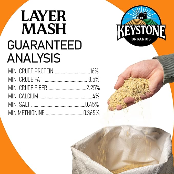 Layer Mash Chicken Feed – 44lb Bag – USDA Organic, Non-GMO, High Calcium for Strong Eggshells – for Chickens, Ducks, Geese, Pheasants & Guineas – No Artificial Hormones