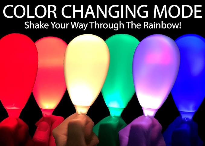 Pack of 2 Light Shakers LED Light Up Maracas - Choose From Multiple Modes: Solid Red, Green, and Blue; Plus COLOR CHANGE (Alternates Colors With Every Shake)