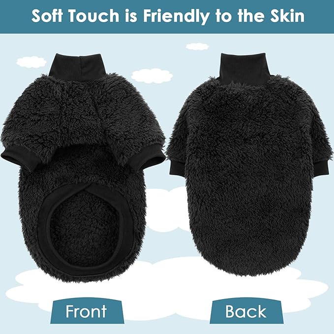 SUNFURA Sphynx Cat Sweater, Hairless Cats Turtleneck Pullover Kitten Sweaters for Cats Only, Warm and Soft Cat Pajamas Shirt with Sleeves Pet Winter Clothes Fleece Jumpsuit for Puppy, Black M