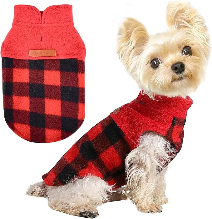 Dog Sweaters for Small Dogs Girl Boy Fleece Puppy Sweater Warm Soft Pet Holiday Clothes for Small Cats Dogs Chihuahua Sweatshirt, XS, Red