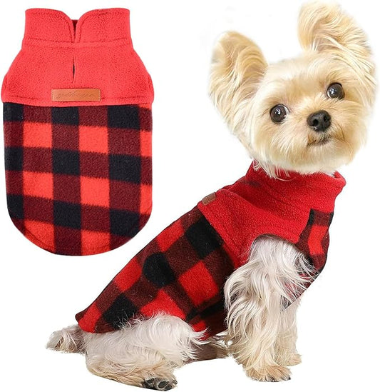 Dog Sweaters for Small Dogs Girl Boy Fleece Puppy Sweater Warm Soft Pet Holiday Clothes for Small Cats Dogs Chihuahua Sweatshirt, XS, Red