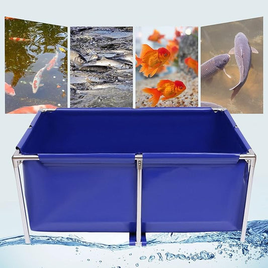 Pool Pond | Canvas Fish Pond | Portable Canvas Aquarium Tank | 47.2x31.4x19.6in Large Capacity | Stainless Steel Frame | Easy Drain Valve | for Fish, Lobster & Prawns