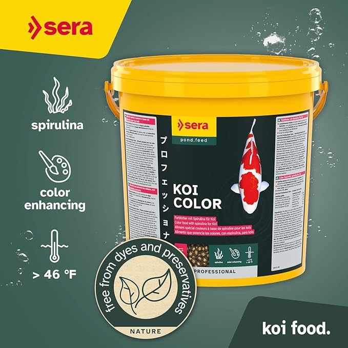 sera Koi Professional Color 15.43lb | Spirulina & Haematococcus Algae for Vibrant Colors and Ideal Growth | Co-Extrusion Technology for Optimal Health | Floats for Year-Round Feeding Above 46°F
