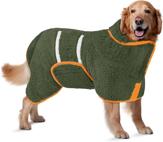 Bienbee Dog Bathrobe, Quick Drying Super Absorbent Dog Robes for After Bath, Warm Keeping Dogs Towel, Dogs Bath Supplies, Dark Green XL