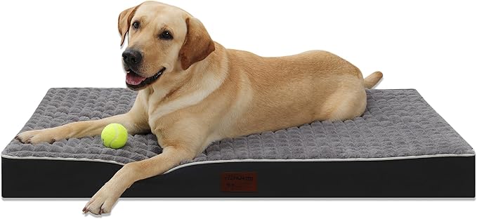 Dog Bed, Waterproof Orthopedic Dog Beds for Large/Medium/Small Dogs, Dog Crate Pad with Removable Washable Pet Mat Cover, Non-Slip Bottom (L(36''x27''x3''), Grey Side