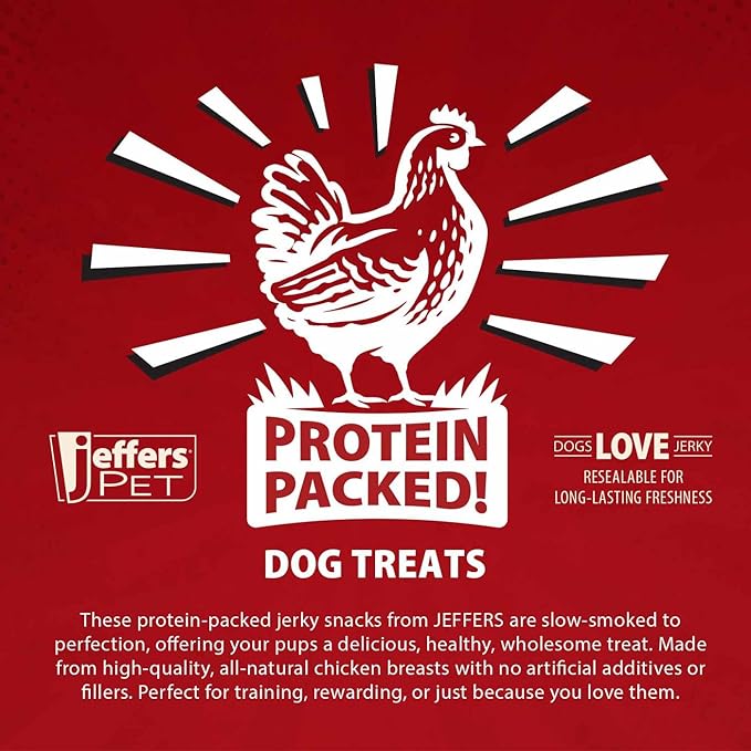 Jeffers Pet Chicken Jerky Dog Treats 24 oz – Chicken Breast Tenders for Small & Large Dogs, Natural High Protein Grain Free Snacks for Training or Chewing, USA Made, Limited Ingredient Soft Strips