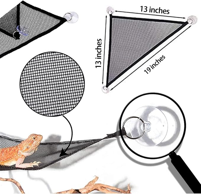 kathson Bearded Dragon Hammock Lounger Reptile Breathable Mesh Hammocks Hanging Vines Plants Tank Accessories Habitat Decor for Lizard Gecko Snake Chameleon Iguana Amphibians(3 PCS)