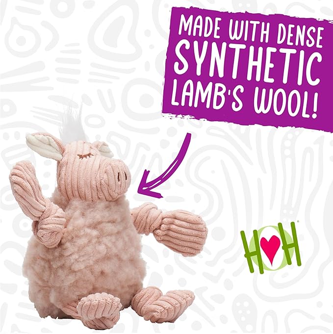 HuggleHounds Knottie Plush Dog Toy - Dog Stuffed Animal Toy, Puppy Toys, Squeaky Dog Toy for Small, Medium & Large Dogs, Soft Fleece, Durable Plush to Keep Them Busy - Penelope Pig, Large