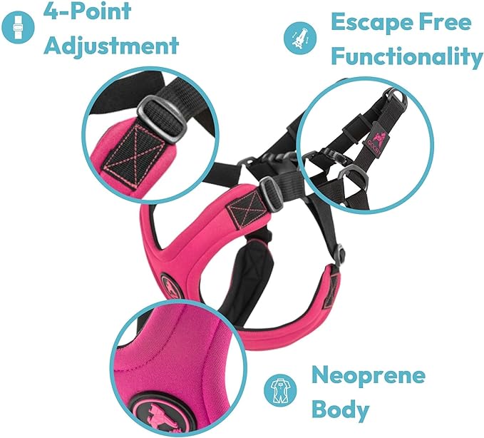 Gooby Escape Free Sport Harness - Blue, Small - No Choke Step-in Patented Neoprene Dog Harness with Four-Point Adjustment for Small to Medium Dogs