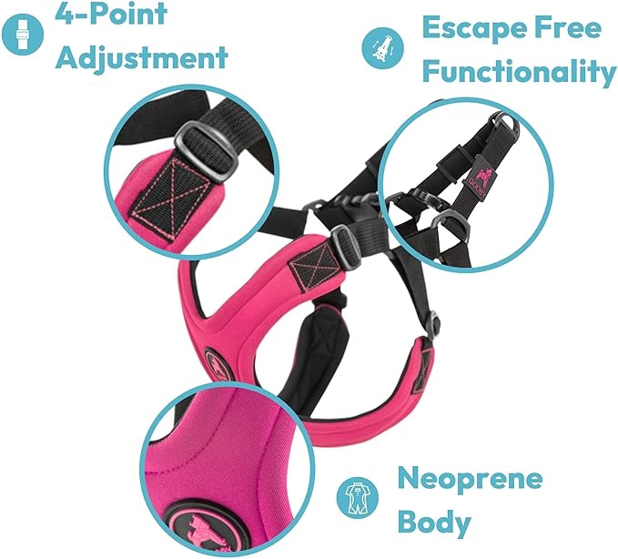 Gooby Escape Free Sport Harness - Blue, Medium - No Choke Step-in Patented Neoprene Small Dog Harness with Four-Point Adjustment - Perfect on The Go Dog Harness for Medium Dogs No Pull and Small Dogs