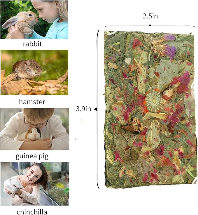 Bunny Toys 5 Pieces Chew Toys Teether Totoro Dutch Pig Guinea Pig with Flower Timothy Grass Snack (Small)