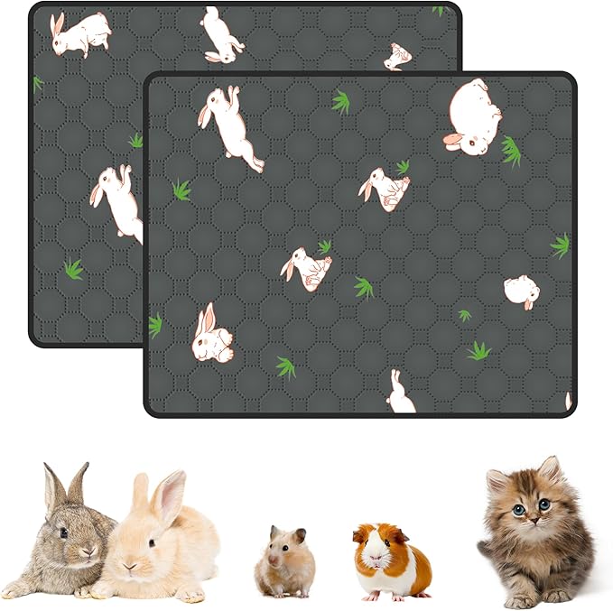 4-Pack Guinea Pig Cage Liner, 18in x 24in Fast Absorption Washable Bedding Pee Pads for Dogs Puppy Rabbit Small Animal Cage Mat, Leakproof & Non-Slip