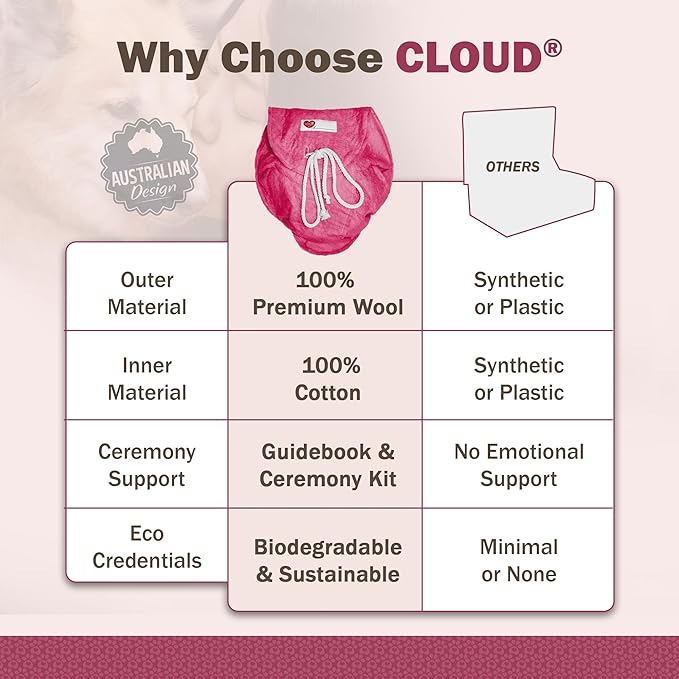 Cloud® - Eco-Friendly Pet Burial & Cremation Ceremony Kit - Casket for Smaller Pets: Rabbits Hamsters Gerbils Birds Reptiles, Small Cats (Choose Size & Color)(Medium, Pink)