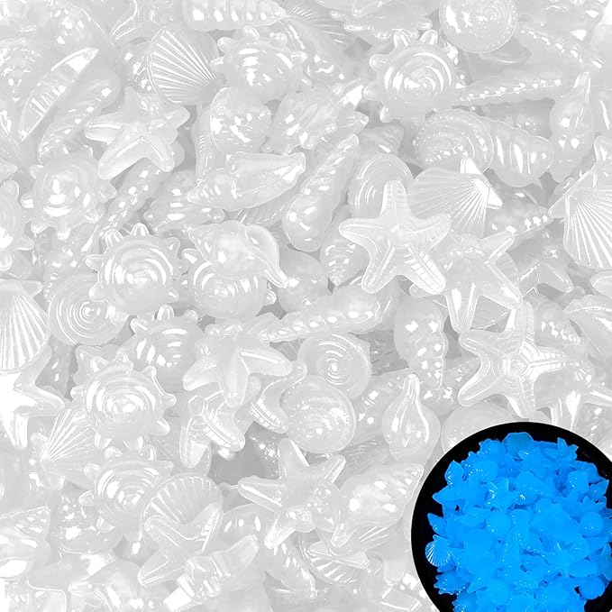 Kaiyuan Dynasty 100pc Glow Stones for Fish Tank Aquarium Glow in The Dark Rocks Glowing Rocks Luminous Pebbles for Fish Bowl,Garden,Ponds Decor,White