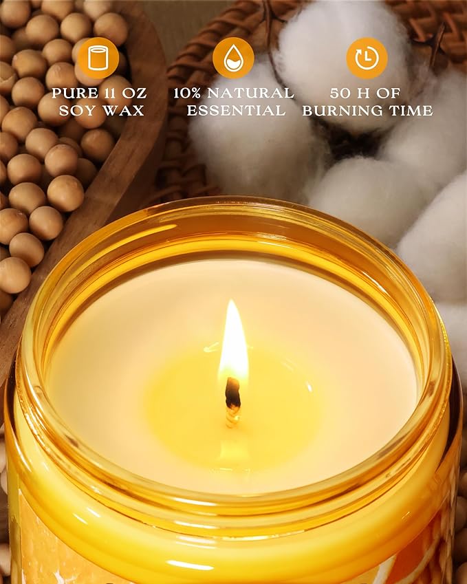 AOOVOO Citrus Lemon 11 oz Large Odor Eliminating Candle - Eliminates 95% of Pet, Smoke, Food, and Other Smells Quickly, Long Lasting Highly Fragranced Air Freshing Soy Candle