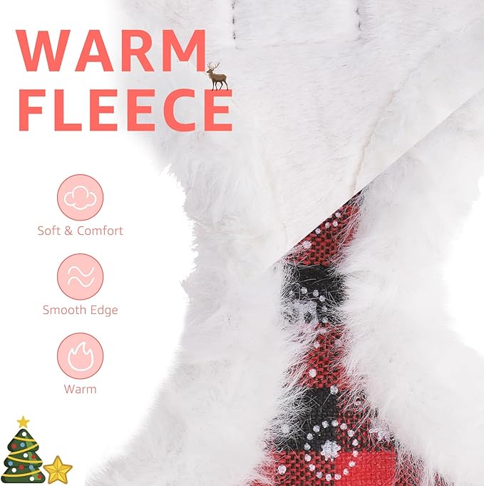 SCENEREAL Dog Christmas Harness Collar and Leash Set, Warm Fleece No Pull Puppy Vest Harnesses No Chock Adjustible Step in Small Pet Halter for Outdoor Walking Training, Black Red Plaid S
