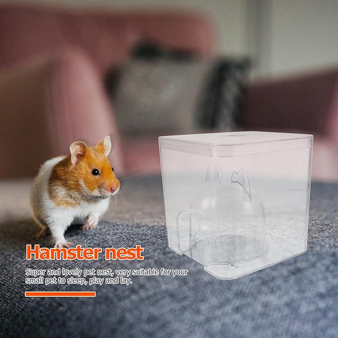 Ice Nest Hamster House - Summer Cooling Hideout for Hamsters Guinea Pigs and Small Pets Unique Transparent Design 5.5In Cooling Pad