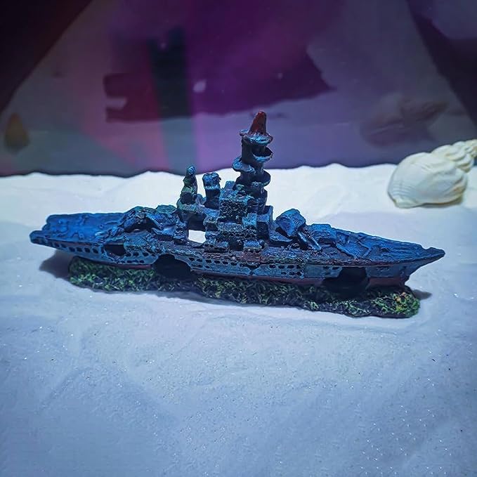 J-star Fish Tank Decorations, Shipwreck Ship Aquarium Decor, Aquarium Fish Tank Landscape Decoration Resin Ornaments