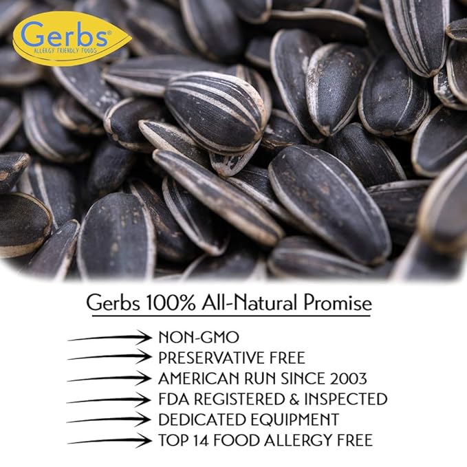 Unsalted Sunflower Seeds in Shell by Gerbs – 4 LBS - Top 11 Food Allergen Free & Non GMO - Premium Dry Roasted Whole Sunflower Seed – COG USA