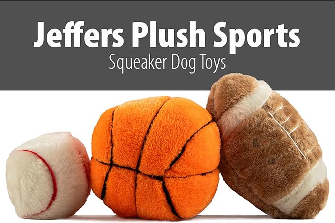 Jeffers Pet Plush Dog Toy with Squeaker, Sports Football 8" - Soft Crinkle Fabric, Safe & Durable, Healthy Fun for Small & Medium Dogs, Interactive Play, Fetch, Tug - Best Gift for Active Games