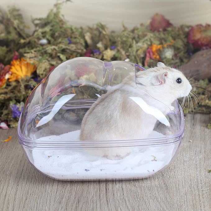 BUCATSTATE Hamster Sand Bath Container Hideout Hamster Toilet with Scoop Set Dust Bath Accessories for Small Animal,Gerbil,Syrian Hamster,Mouse,Rat (Purple, Medium)