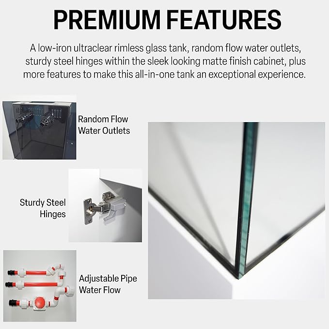 Coral Reef Aquarium Tank | 250 Gallon Ultra Clear Glass with Sump, Black