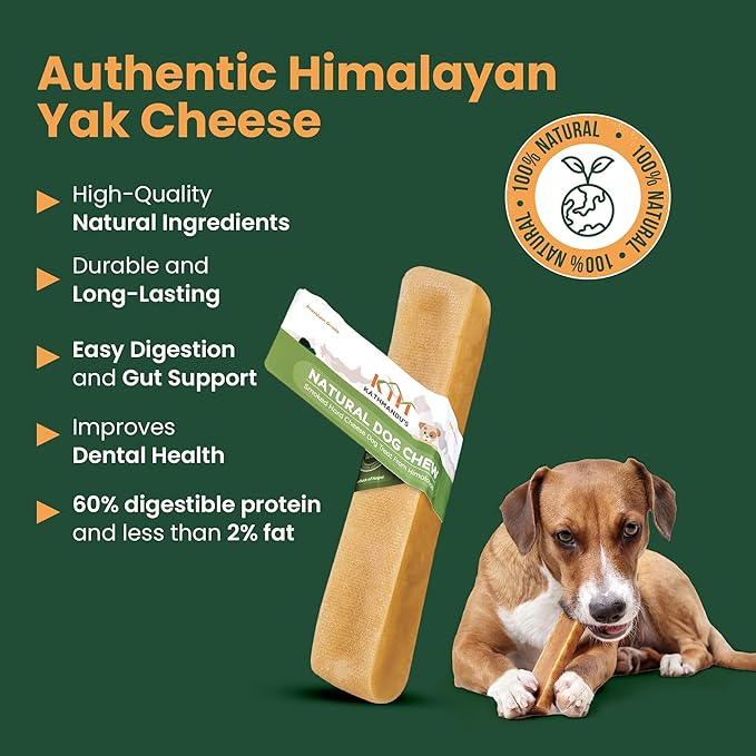 100% Natural Himalayan Yak Cheese for Dogs - Mega (Pack of 5) - Sourced from Pristine Himalayan Foothill, Rawhide-Free, NO preservatives