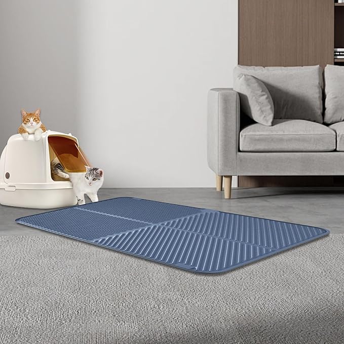 Silicone Cat Litter Mat,Extra Large Litter Trapping Mat,Waterproof Litter Box Mat for Floor,Easy Clean,Non-Slip Litter Catcher Mat,Cat Supplies Needs (Grey, 31x23x0.26 in)