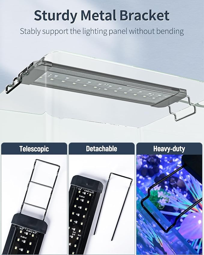 Pawfly 14W Aquarium LED Light for 18 to 24 Inch Extendable Fish Tank Light with Full Spectrum Brilliant White Blue Red Lights with Daytime & Night Modes Timer Auto On/Off Adjustable Brightness
