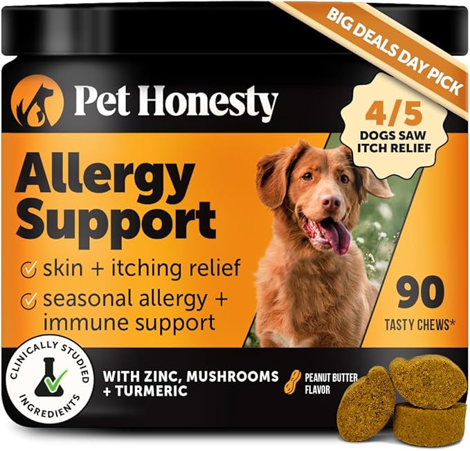 Dog Allergy Itch Relief - Advanced Itch Supplement with Probiotics for Dogs - Immune Support & Skin Relief for Seasonal Allergies - Natural Itchy Skin & Paw Relief - (Peanut Butter, 90 Ct)