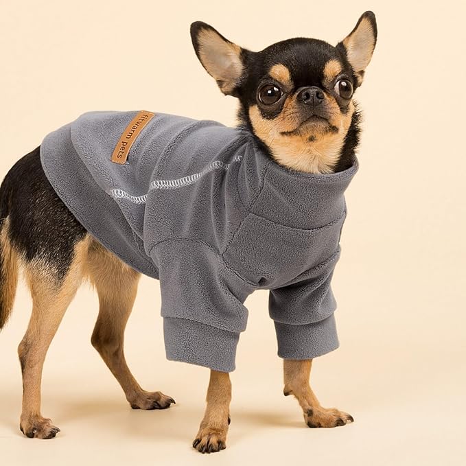 Fitwarm 3 Pack Classic Fleece Sweater, Turtleneck Sweatshirt, Winter Clothes for Small Dogs & Cats, Pet Pullover Jumper, Cat Apparel, Black, Grey, White, XL