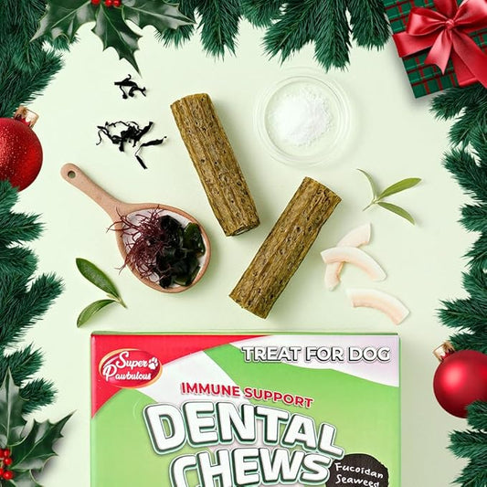 SuperPaw Dental Chews for Dogs - Healthy Dog Dental Treats for Teeth and Gums, Natural Chew Toy Alternative, Teeth & Gum Cleaning - Medium, Seaweed, Pack of 1