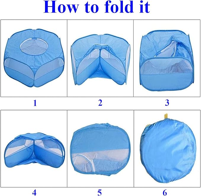 Mantouxixi Small Animal Playpen with Cover, Animal Chinchilla, Hamsters, Bunny, Rabbits, Kitten Kitten Ferret Playpen with Cover - Blue