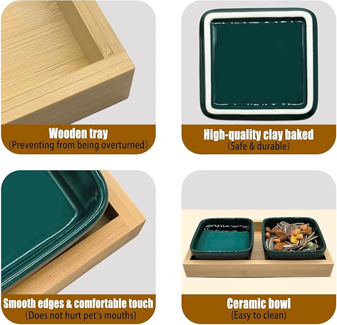 Hamster Food Bowl, Hamster Feeding & Water Bowls, Small Animals Ceramic Food Water Bowl Prevent Tipping for Dwarf Syrian Hamsters Bunny Gerbils Rats or Other Similar-Sized Small Pets (Green)