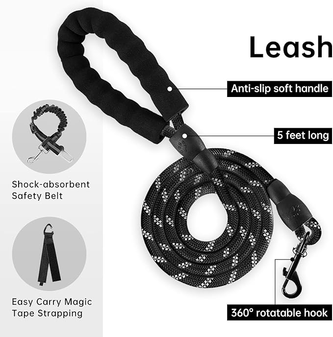 IVY&LANE No Pull Dog Harness with Leash Set, Reflective No Choke Pet Vest,Adjustable Oxford Dog Vest Harness with Easy Control Handle for Large Dogs (Checkered Blue,XL)