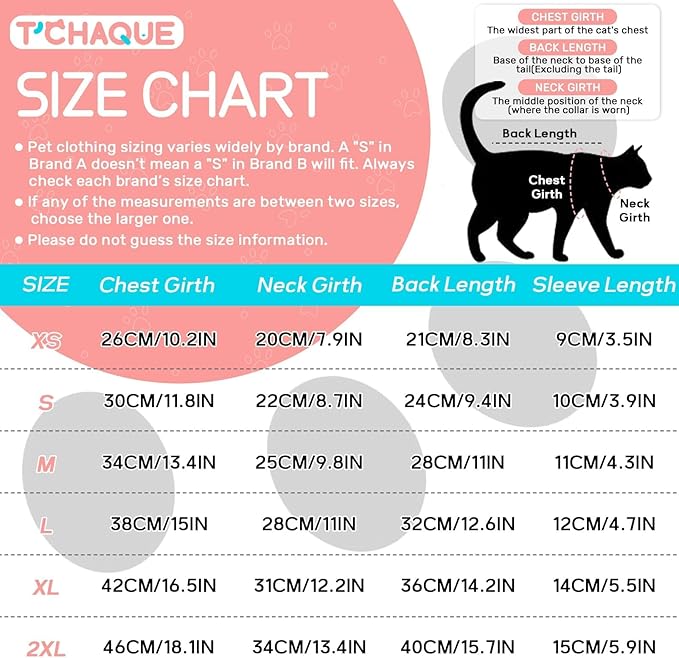 T'CHAQUE Sticky Hair Cat Onesie - Soft Long Sleeve Cat Pajamas, Anti-Shedding,Surgery Recovery Suit, Wound Protection & Preventing Licking, Kitten Sweaters for Male Female, Blue-2XL