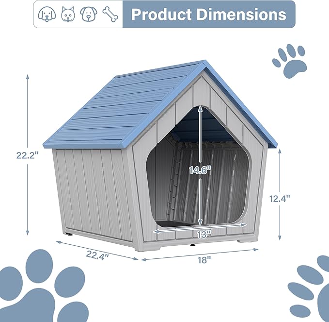 Outdoor Cat House Weatherproof, Clawsable Cat Houses for Outdoor Indoor Cats, Feral Outside Cats House Weatherproof, Resin Insulated Material, Air Holes Easy to Clean and Install, Blue