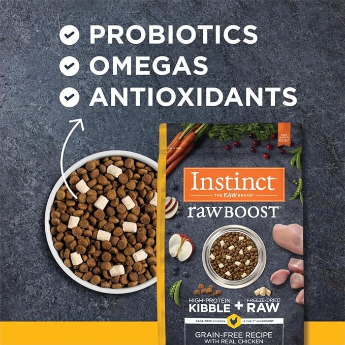 Instinct Raw Boost, Natural Dry Dog Food with Freeze Dried Pieces, High Protein, Grain Free Recipe - Real Chicken, 20 lb. Bag