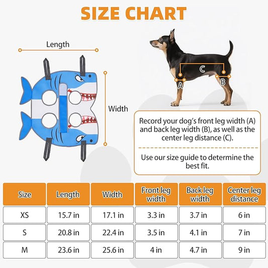 Dog Grooming Hammock for Small Dogs Cats, Cute Shark Design Dog Hanging Harness for Nail Trimming/Clipping, Pet Sling with Grooming Kit and Thick Neck Support & Strap Restraint Claw Care,XS