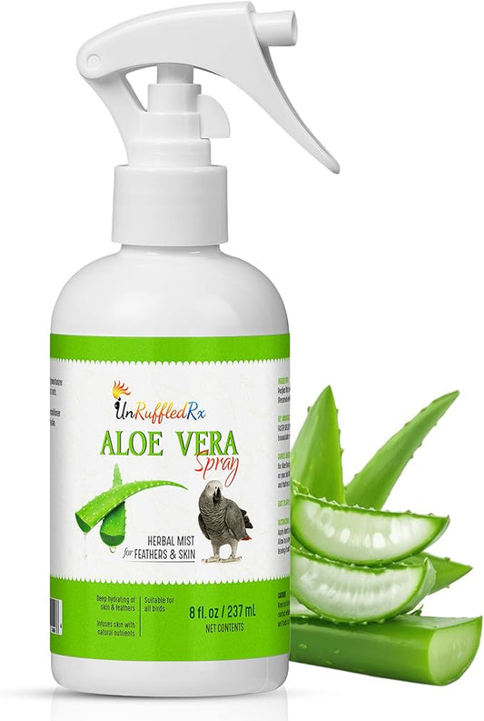 UnRuffledRx™ Aloe Vera Bird Spray for Birds (Pack of 2)- Daily Relief for Itchy, Dry Skin - 8oz in Each Pack Bird Bath Mist - Safe if Ingested, Natural, Odor-Free, Made in USA