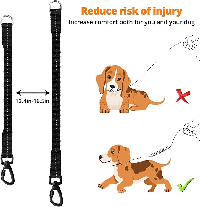 Rope Dog Leash 5 FT: Heavy Duty Leashes with Swivel Lockable Hook Reflective Threads Bungee and Padded Handle - Dog Lead for Large Small Medium Dogs Outside Walking Hiking Orange