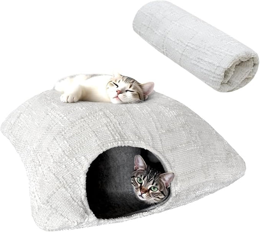 Peekaboo Cat Cave Small Square Tunnel pet House, Comes with Two Protective Covers as a Gift