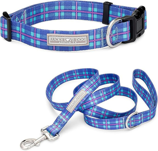 Lucky Love Dog - Adjustable Dog Collar and Leash Set with Easy Click Buckle for Small to Large Dogs, Durable, & Comfortable Collar for Male & Female Dogs, Puppies & Adult Ones - Scotty Combo, Small